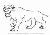 Step Ice Age Diego Drawing Draw Cartoon Drawingtutorials101 Smilodon Tutorials sketch template