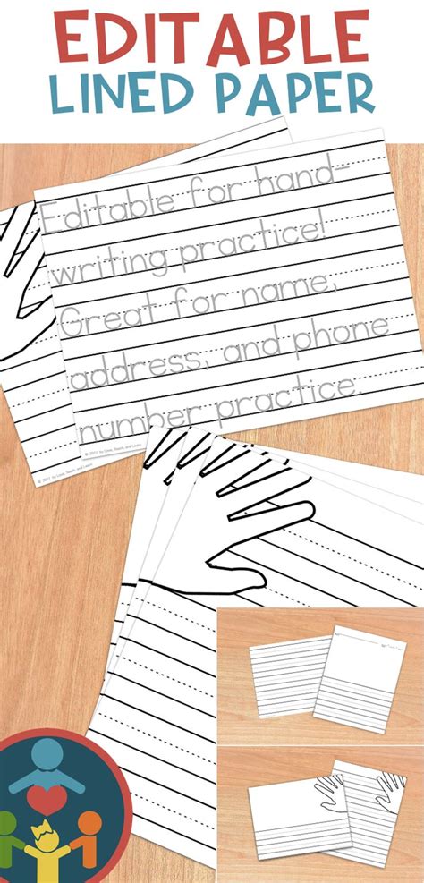 printable editable lined paper  shown  top   wooden table