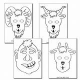 Billy Gruff Goats Goat Masks Mask Sheets Troll Play Primarytreasurechest Treasure sketch template