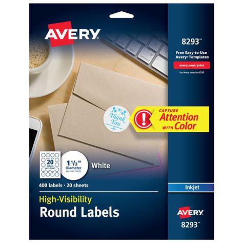 avery  high visibility   matte white  labels pack