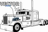 Truck Peterbilt Clipart Clip Coloring Semi Pages Trucks Vector Drawings Custom Drawing Line Peterbuilt Big Cool Draw Clipground Squad Rig sketch template