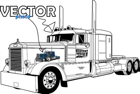 peterbilt  truck clipart clipart kid semi truck drawings