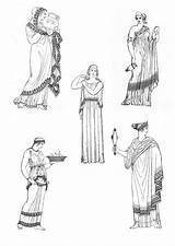 Ancient Greece Women Coloring Greek Clothing Large sketch template