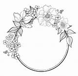 Border Flower Drawing Floral Wreath Coloring Pages Rose Circle Flowers Borders Drawings Draw Outline Simple Color Easy Embroidery Fiori Hand sketch template
