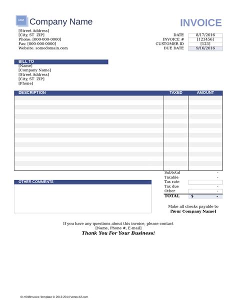 business invoice template fillable printable  forms handypdf images