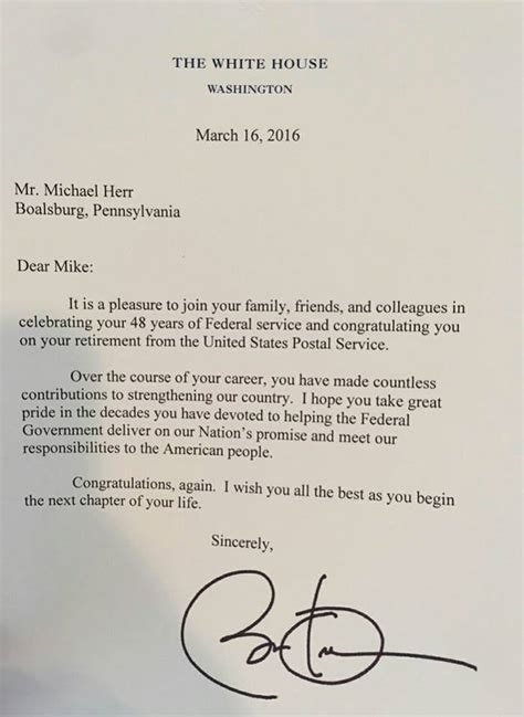 mike  mailman receives congratulatory letter  president obama