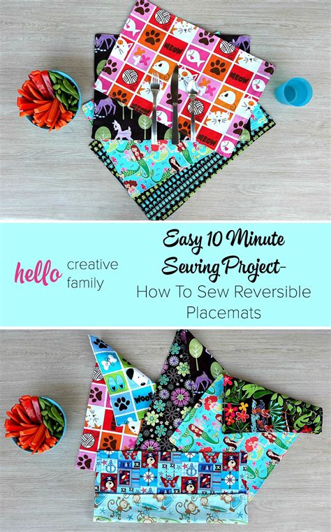 easy  minute sewing project   sew reversible placemats tutorial  creative family
