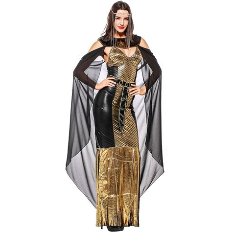 umorden deluxe gold egyptian queen cleopatra costume sequin long dress
