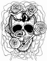 Trippy Mushroom Weed Roses Skulls Tattoo Albanysinsanity Muertos Colorings Clipartmag Birijus sketch template