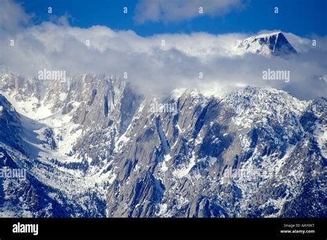 high altitude granite peaks   eastern sierra madre mountains   winter storm stock