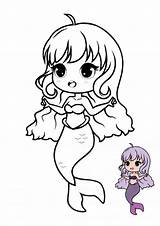 Kawaii Sirene Fille Coloring1 Colorier Px sketch template
