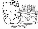 Coloring Kitty Hello Birthday Pages Happy sketch template