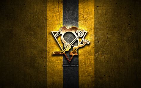 Download Wallpapers Pittsburgh Penguins Golden Logo Nhl