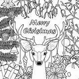 Reindeer Noel Adulte Kleurplaat Winter Everfreecoloring Davemelillo Volwassenen Horns Presented Bron sketch template