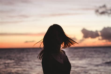 Free Images Beach Sea Sand Ocean Horizon Silhouette Girl Woman