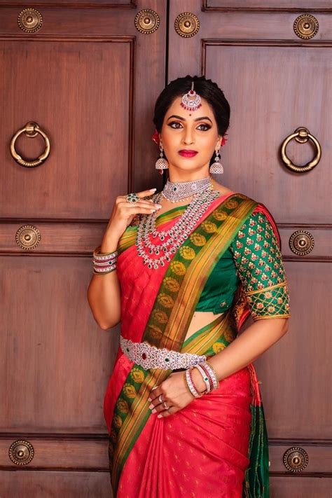 photo of a south indian bride in a kanjeevaram and silver jewellery