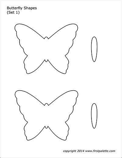 printable butterfly shapes set  butterfly template butterfly