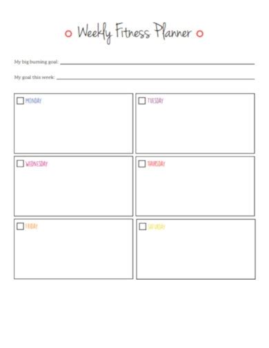fitness planner  examples format  examples