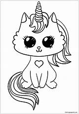 Unicorn Kitty Pages Cat Coloring Color Kids Print sketch template