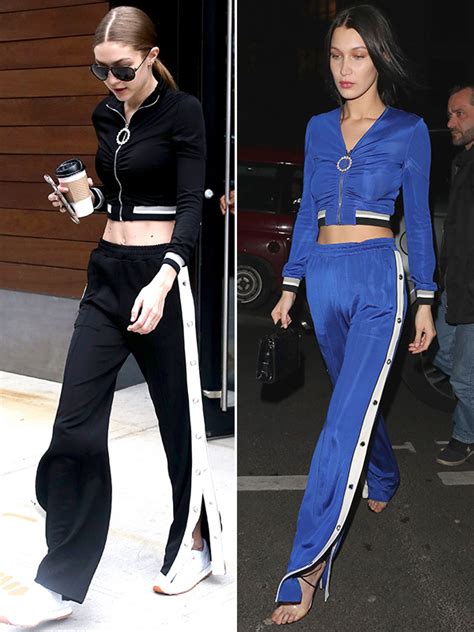 gigi and bella hadid sisters wear same tracksuit outfit — vote for your fave hollywood life