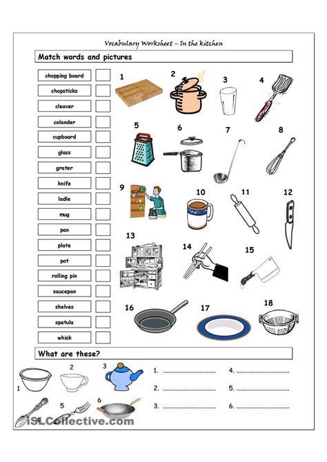 printable cooking worksheets