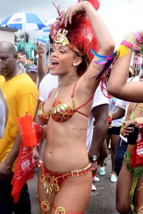 rihanna sizzling in red bikini the drunken queen of barbados hottest