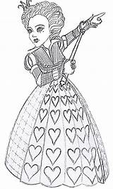 Alice Wonderland Coloring Pages Queen Burton Hearts Hatter Mad Tim Printable Drawing Adult Deviantart Sheets Party Kids Colorir Para Color sketch template