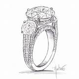 Ring Drawing Engagement Hand Drawings Getdrawings Jewelry Fire Custom Trio Rings Platinum Shank sketch template