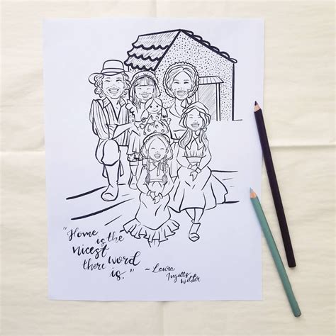 house   prairie coloring page  etsy