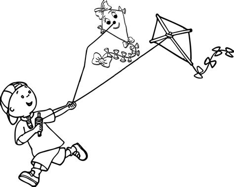 boy flying kites coloring pages