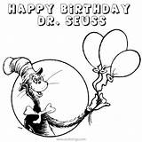 Dr Coloring Seuss Pages Birthday Happy Cat Hat Balloons Printable 600px 56k Resolution Info Type  Size Jpeg sketch template