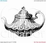 Decorative Tea Vintage Pot Teapot Pages Coloring Retro Illustration Vector Royalty Clipart Prawny Print sketch template