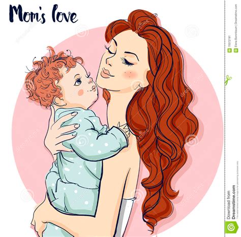 Красивая мама с ребенком иллюстрация вектора иллюстрации насчитывающей