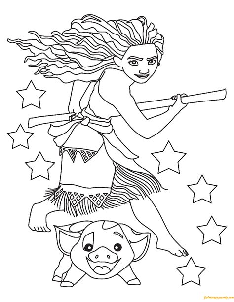 moana  pig ready coloring page  printable coloring pages