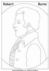 Burns Colouring Robbie Activityvillage Hogmanay A4 sketch template