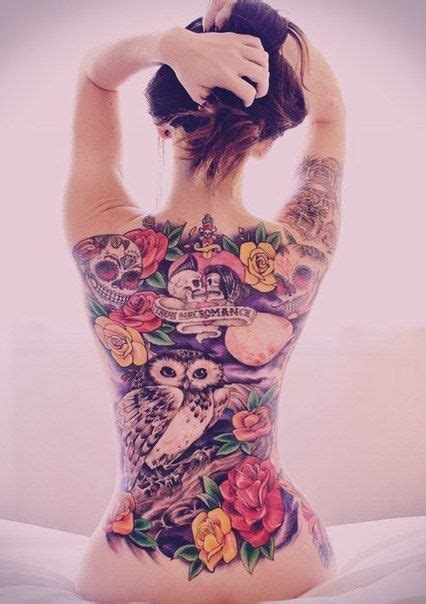 color tattoos back girly ink tatuajes femeninos tatuajes