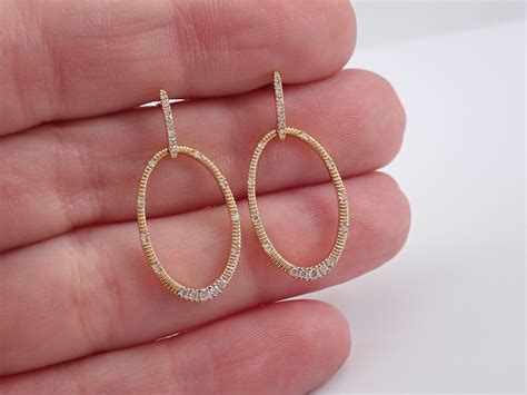 14k Yellow Gold Diamond Dangle Drop Earrings Wedding T