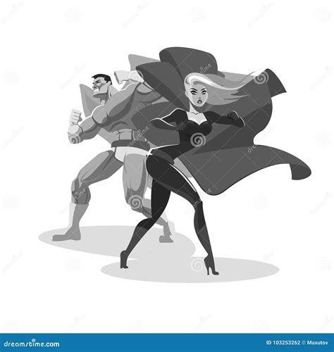 superhero team   stock vector illustration  female