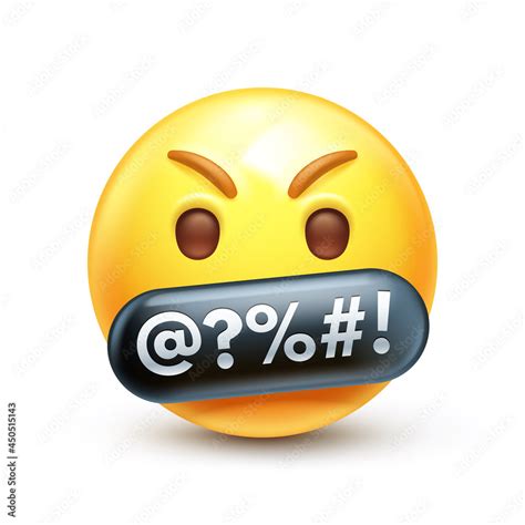 angry swearing emoji emoticon  swear words censored  grawlix symbols  stylized vector