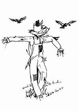 Scarecrow Coloring Pages Printable Kids Large Birds sketch template