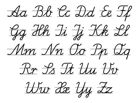 susanne rosing alphabet  cursive lowercase  handy poster
