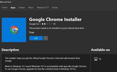 google chrome installer     windows store