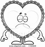 Heart Clipart Mascot Doily Valentine Depressed Cartoon Thoman Cory Vector Outlined Coloring Sick Happy Royalty Sad 2021 Clipartof Collc0121 sketch template