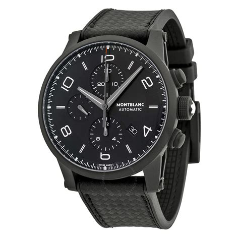 montblanc timewalker extreme chronograph black dial black leather mens