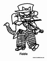 Fiddle Music Coloring Playing Cat Colormegood sketch template