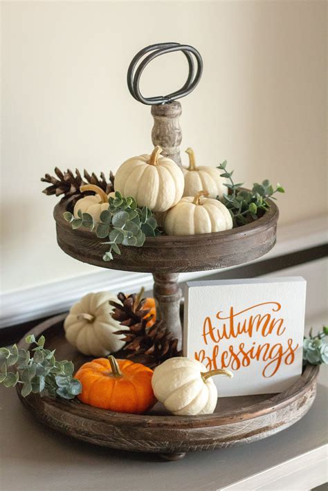 autumn gifts tiered tray sign fall table decor fall home decor autumn