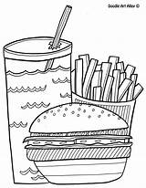 Fries Hamburger Fastfood sketch template