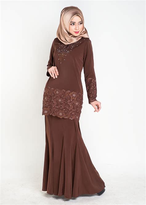 Baju Kurung Moden Prada Lace Brown Yg Classy