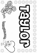 Taylor Coloring Pages Color Name Print Names Hellokids Girls Girly sketch template