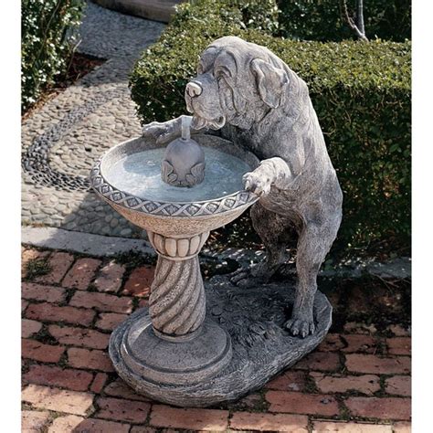 design toscano quenching  big thirst sculptural fountain dog fountain st bernard dogs dog